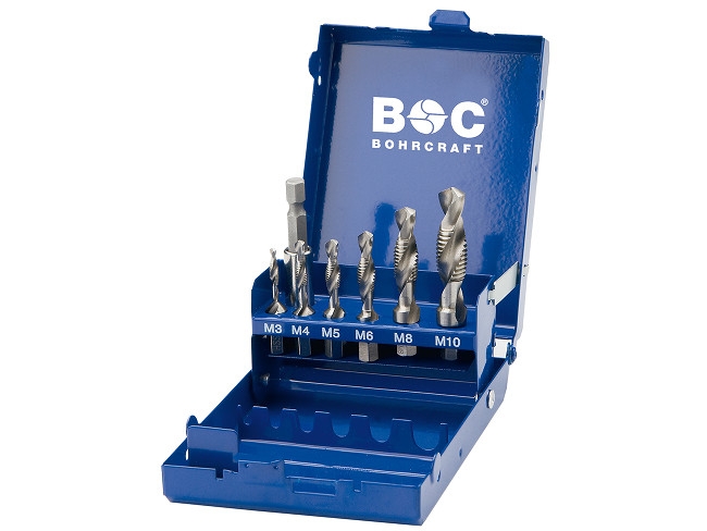 Kombi-Gewindebohrer-Bits 1/4&quot; Schaft, HSS-G metrisch - Metall Mini Box